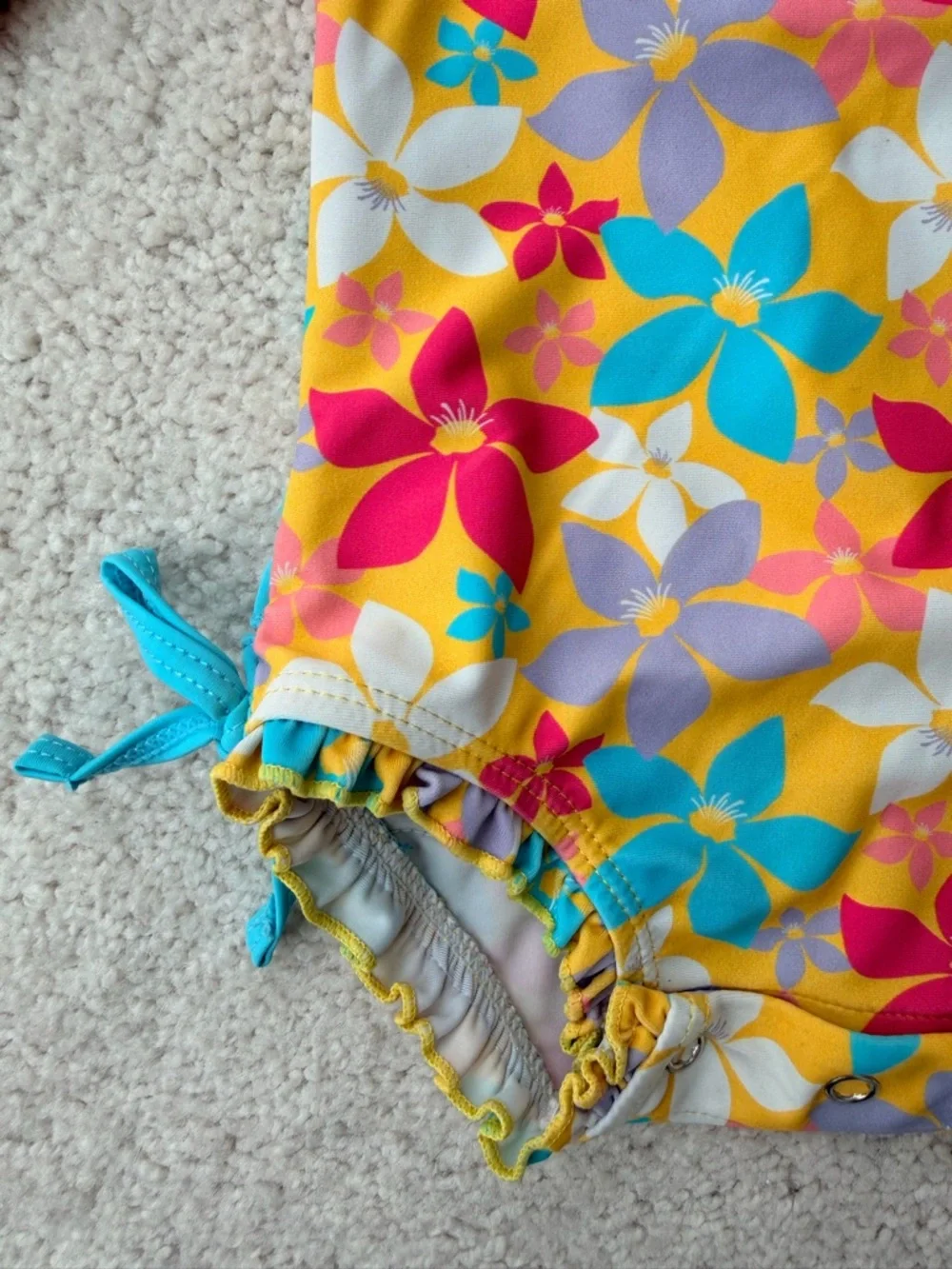 Ruffle Butts Yellow Multi Floral Long-Sleeve Rashguard - Picture 5 of 11